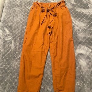 High Waisted Ankle Linen Pants